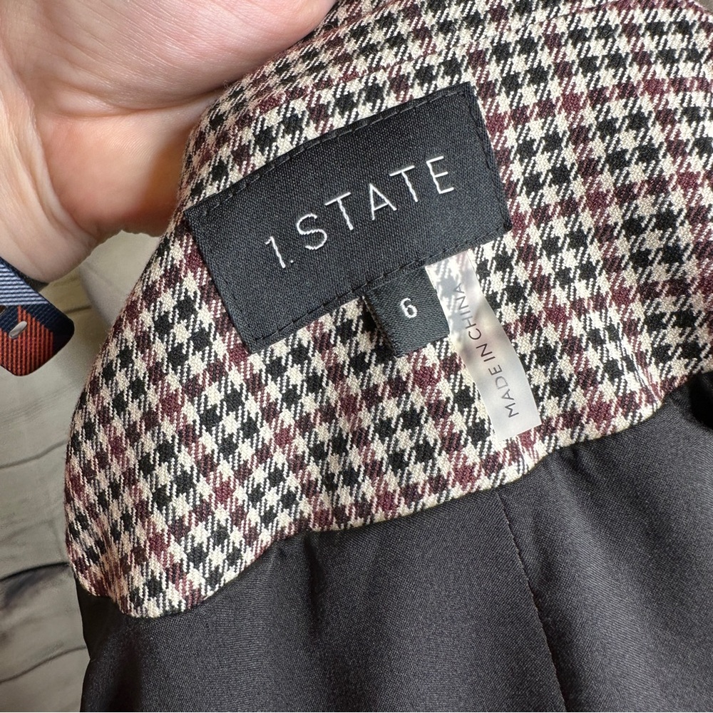 Long Brown Houndstooth Pattern Blazer, Front Hook… - image 3